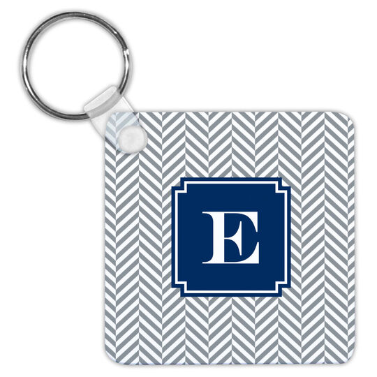 Gray Herringbone Key Chain